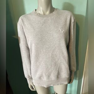 Crewneck Sweater in Light Gray - Pullover With Side Panels Ladies Large